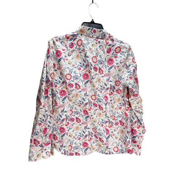 Lands' End Women's Floral Cotton Button Down Shirt Size 12 Casual Holidays - Picture 8 of 9